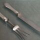 Cutting service XIXth sleeves silver metal with guilloche knife decoration