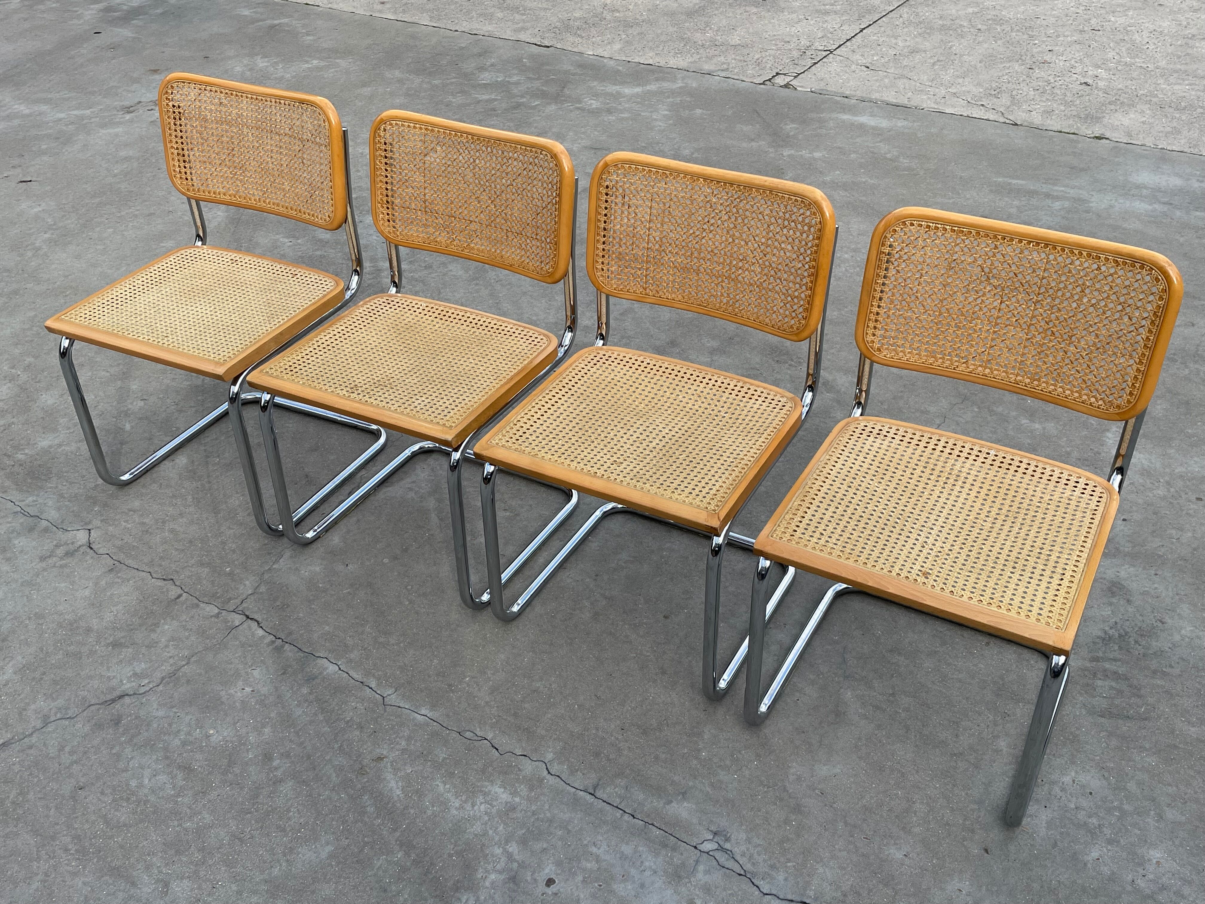 Set of 4 chairs model Cesca B32 designed by Marcel Breuer design