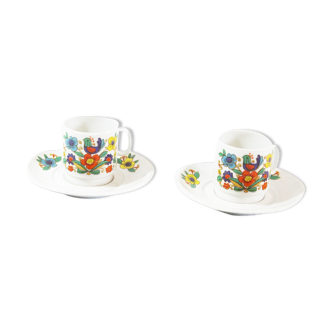 Lot of 2 cups and under vintage French porcelain bird cups