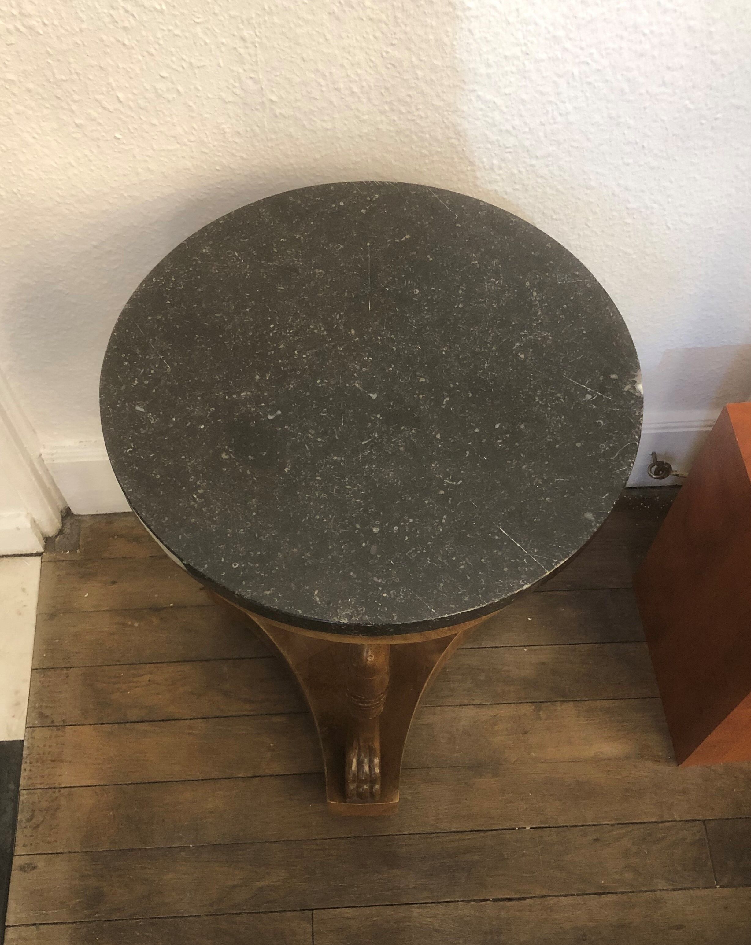 Empire Wood Marquetry Plateau Marble Decoration Swans