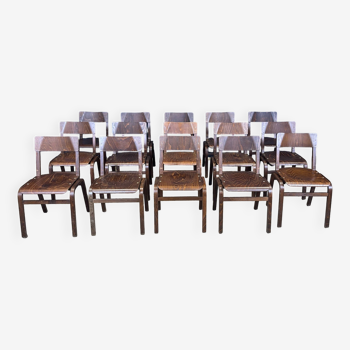 Lot of 15 vintage Hermes chairs all in wood Netherlands 70s