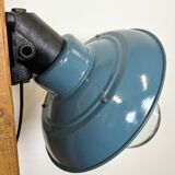 Industrial Blue Painted Factory Lamp Wall Light from Elektrosvit, 1960s