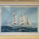 Painting litho Georges Fouillé (1909-1994) three-masted boat marine