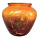 Vase Pot Paste Glass Blown Red Orange Lacquered Marbled Signed Dated Art Deco