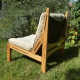 rare large pine armchair, Silkeborg, Denmark, 1970