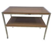 Mobile side table, brown, veneer, chrome-plated steel, Germany, 1970s.