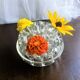 Vase pique-fleurs boule en verre épais à 19 trous France vintage