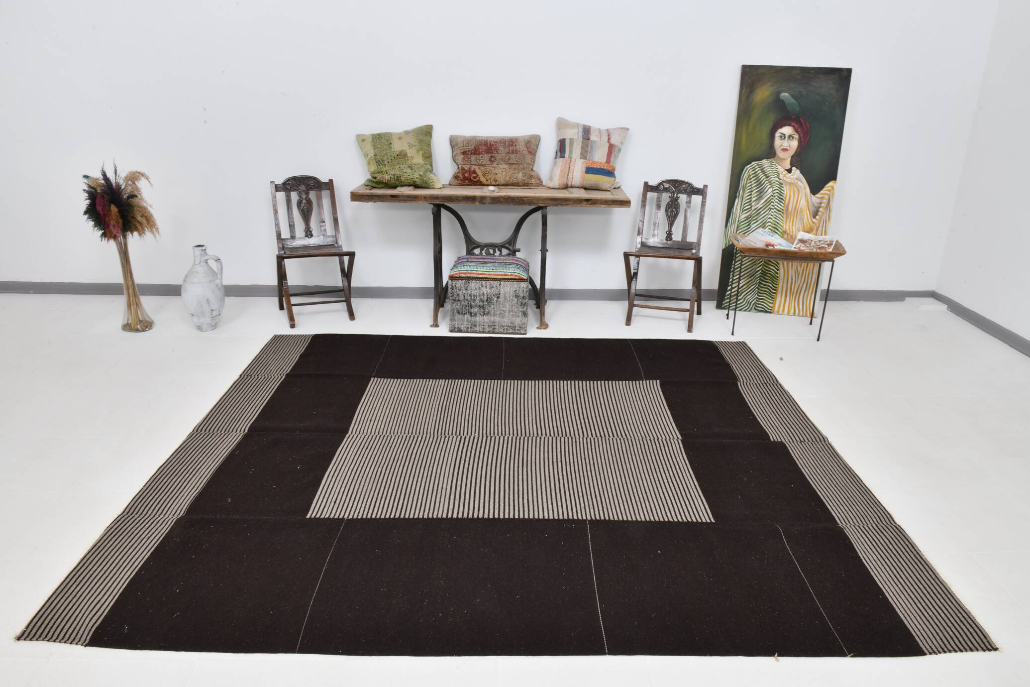 8x9 Shades Of Gray & Black Modern Turkish Rug, 242x278Cm SK 2367