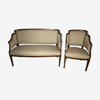 Duo banquette et fauteuil années 20