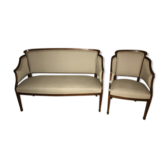 Duo banquette et fauteuil années 20