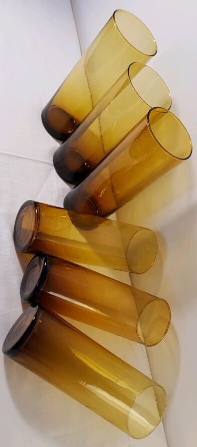 6 glasses amber glass