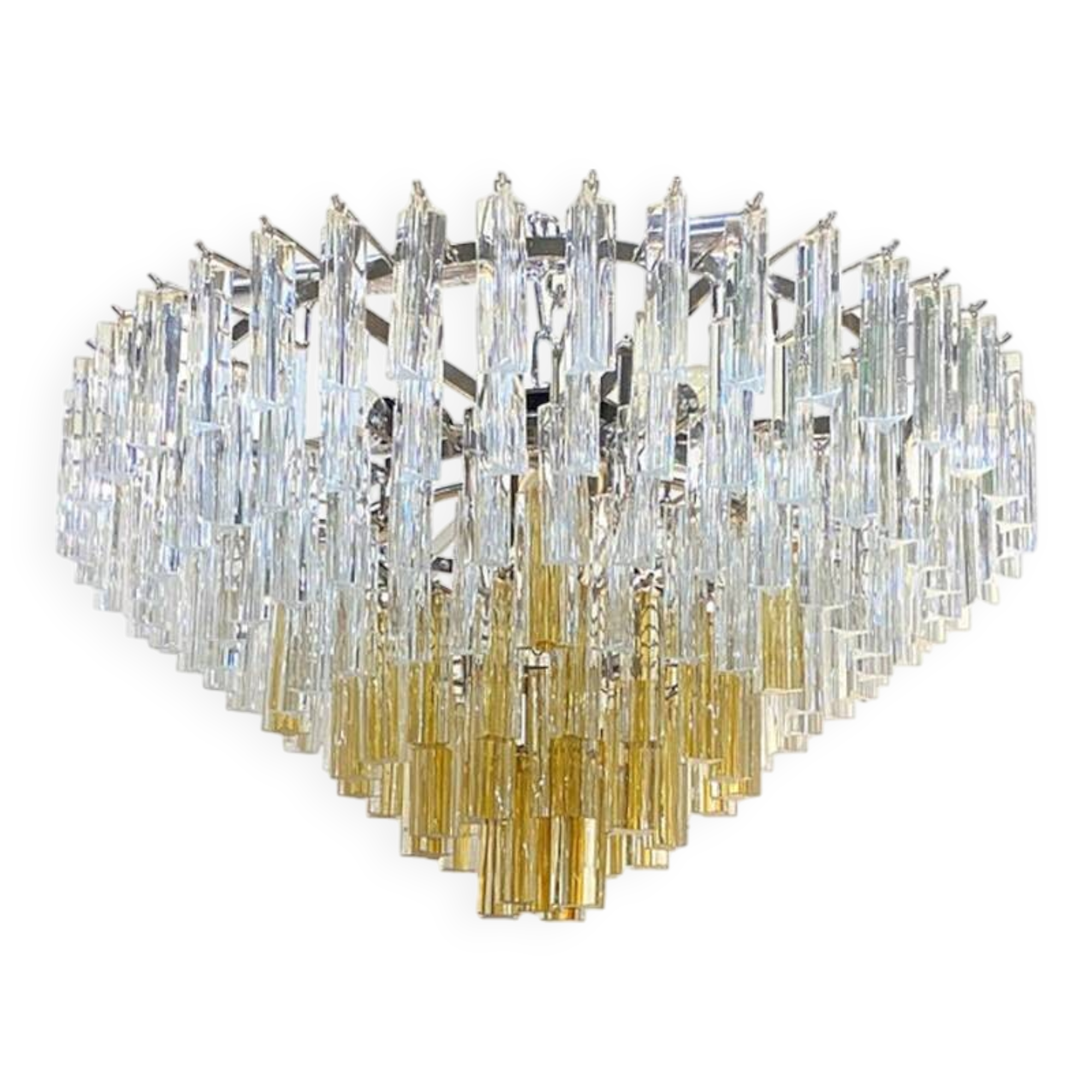 Vintage Amber "Quadriedro" Murano Style Glass Candlestick