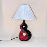 Red and black ceramic bedside lamp 8 Vallauris 50s 1950 vintage