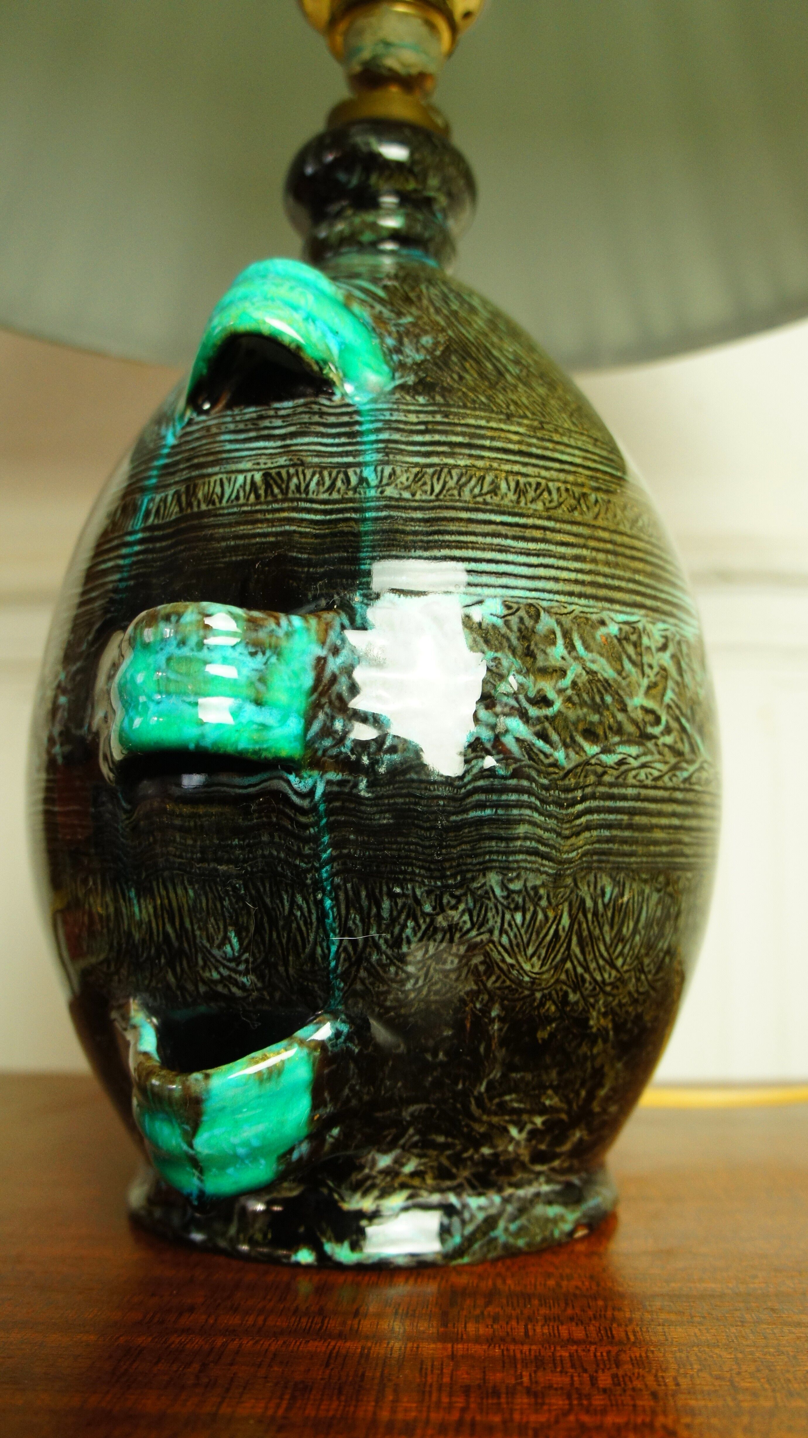 Ceramic lamp signed "Accolay Yonne" vintage