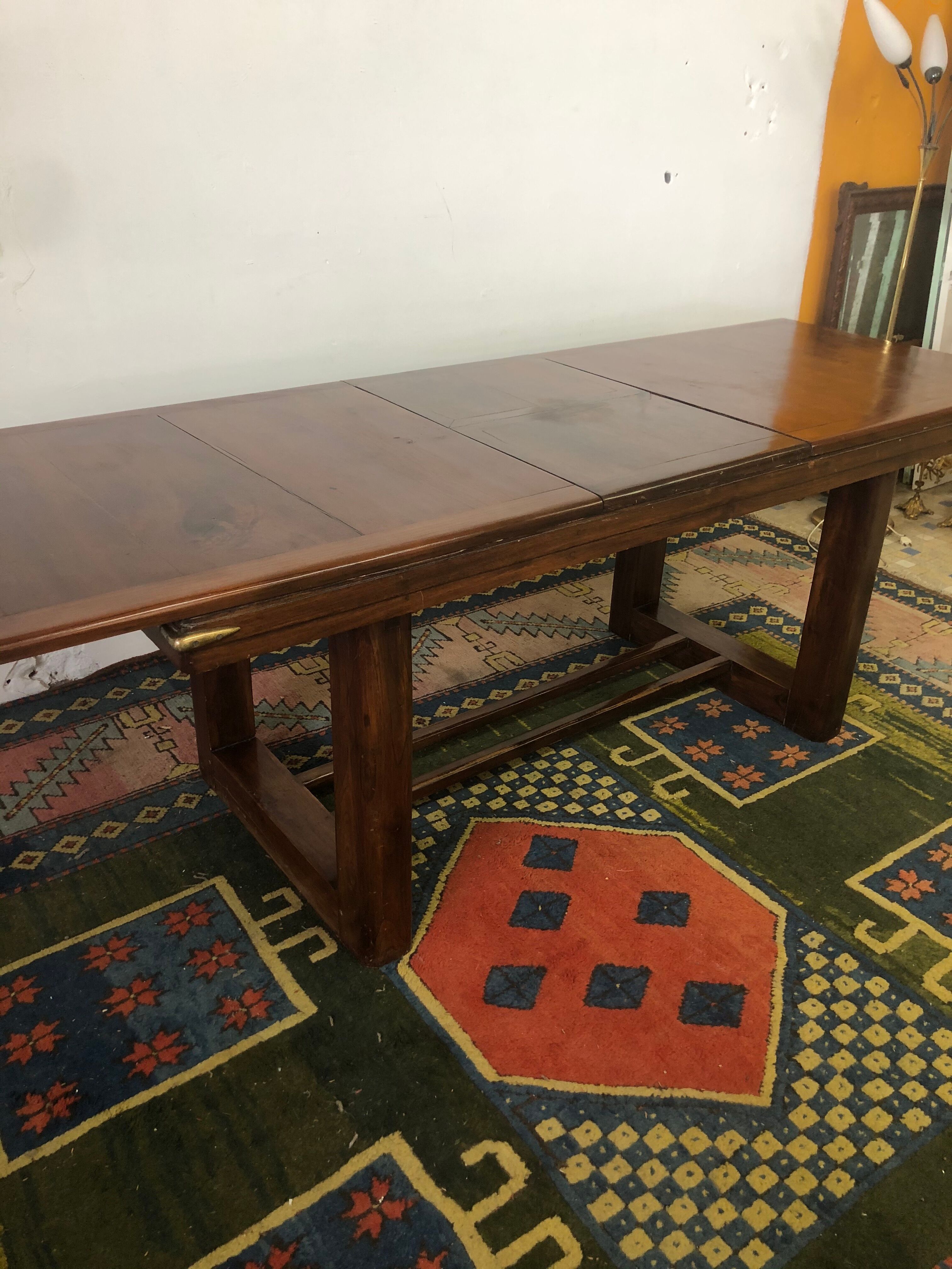 Mahogany table with brass angles