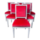 Suite de 6 chaises de style Louis XVI velours rouge