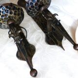 Medieval wrought iron wall lights / antique medieval lighting.