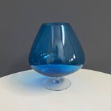 Empoli Blue large cognac glass shape vase 1960s