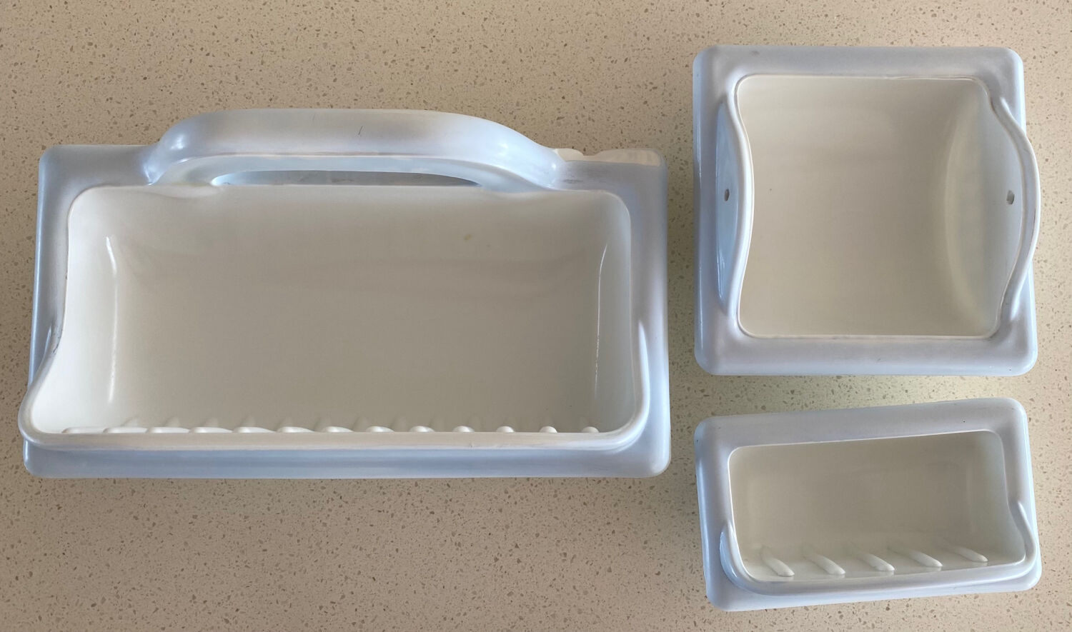 Soap dish set, bathtub soap dish, toilet paper holder, vintage recessed wall ceramic