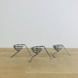 3 vintage stainless steel spring egg cups