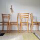 Set of 4 vintage Italian chairs in wood and straw.
