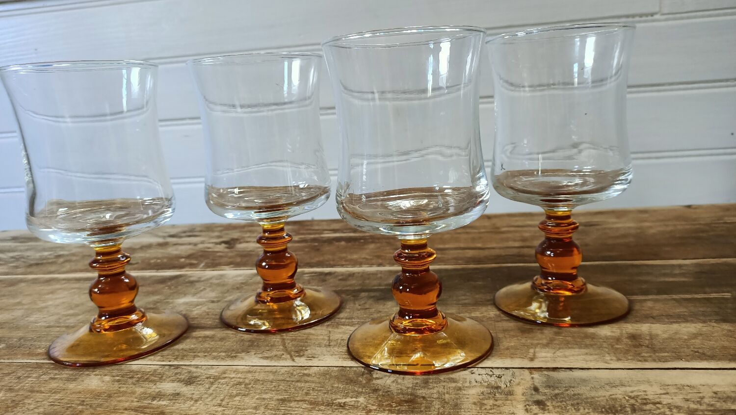 8 amber foot glasses