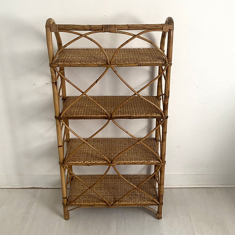 Vintage rattan shelf 60's