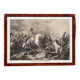 Engraving "Napoleon at Waterloo, 1815" in a beautiful walnut veneered frame.