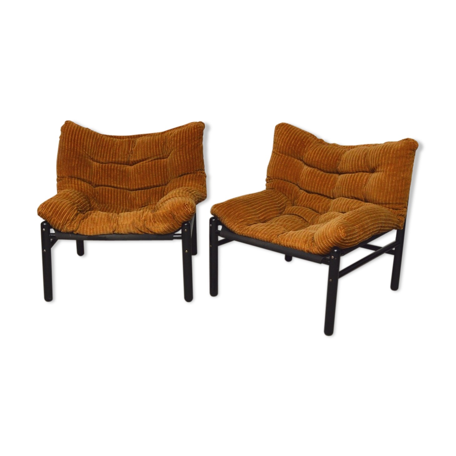 Paire de fauteuils avec coussins velours