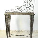 Artisanal brushed steel console