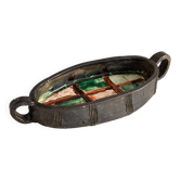 Oval bowl with two handles in glazed ceramic, 1970-71