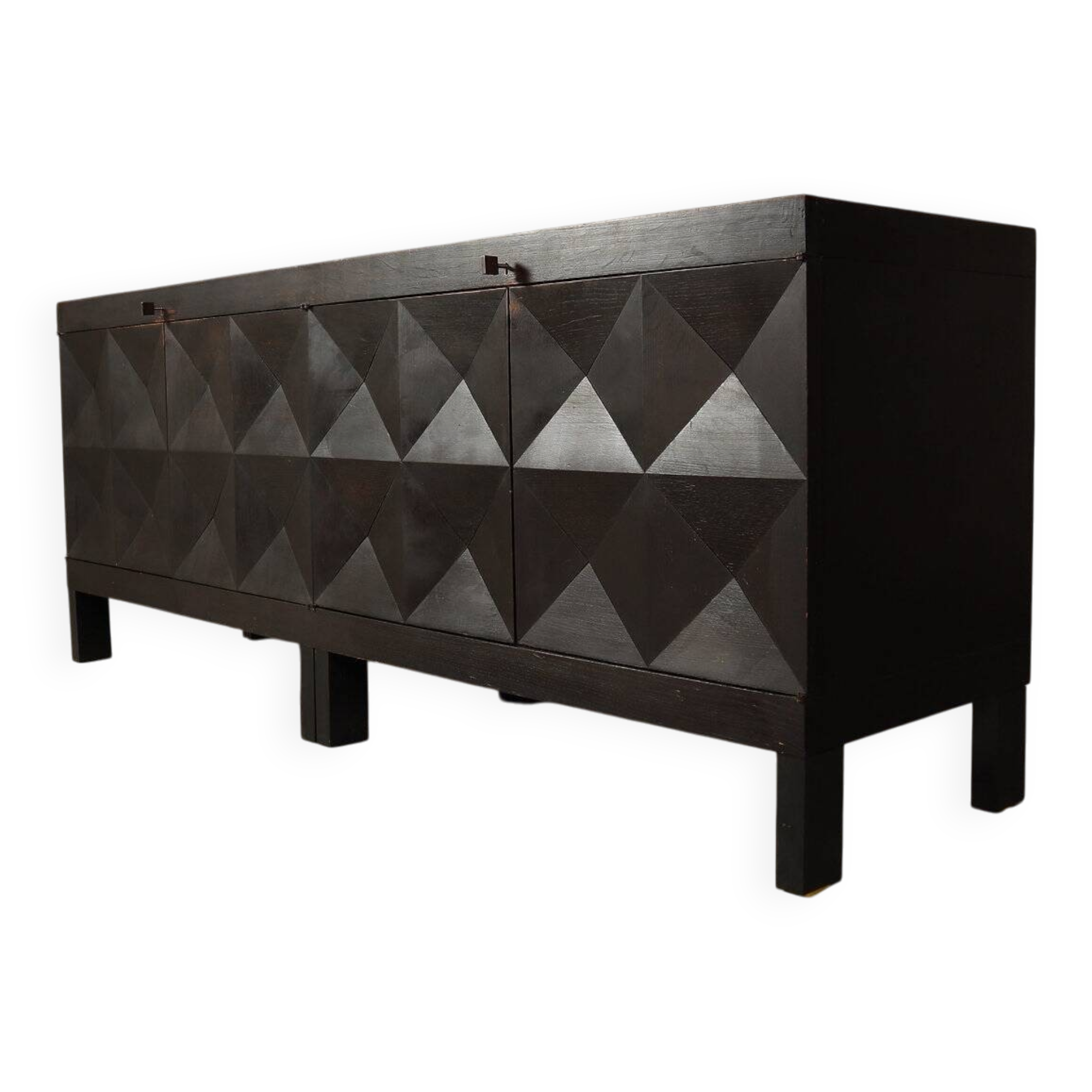 Jean Batenburg for MI brutalist sideboard in ebonized oak, Belgium, 1960s