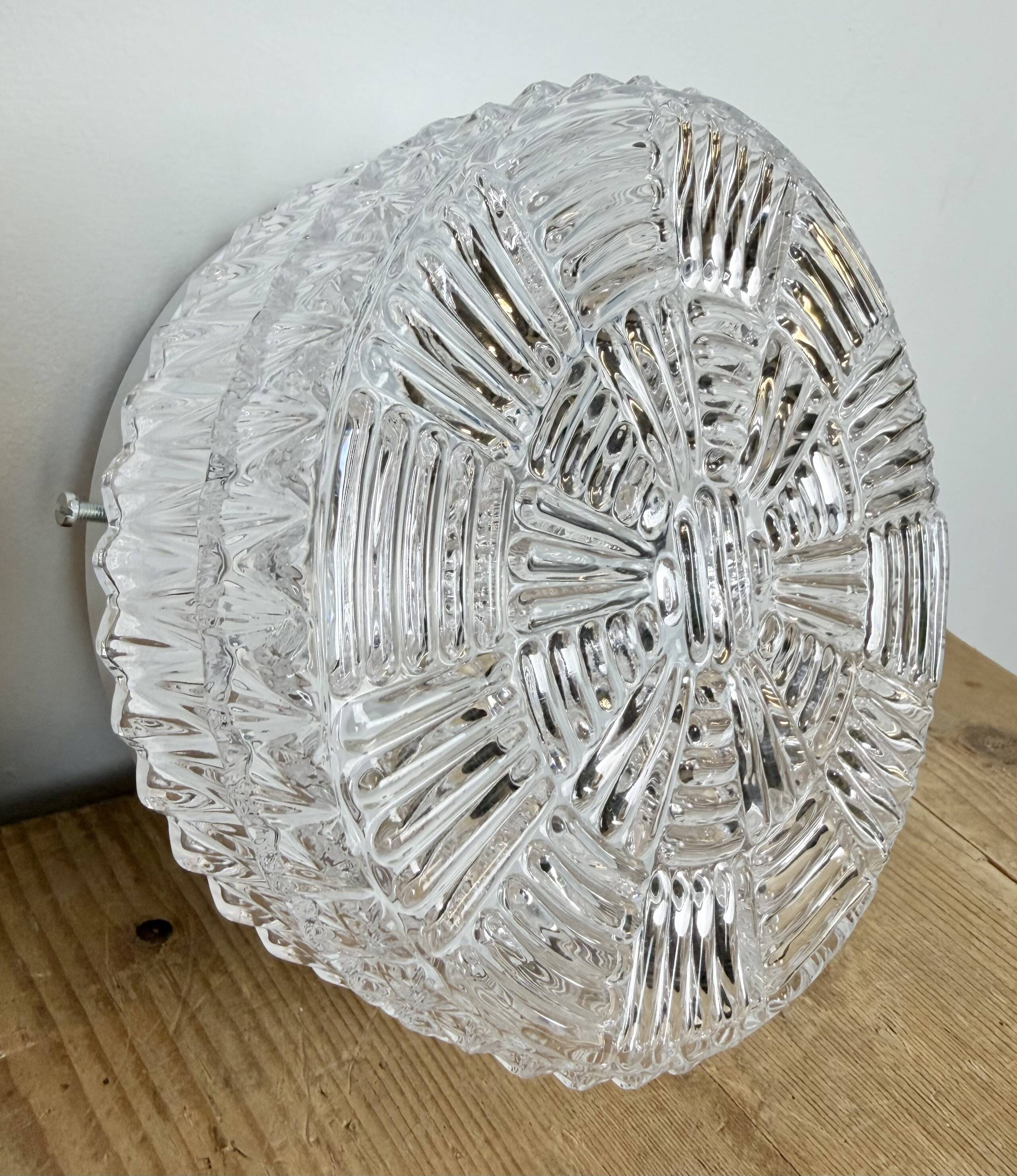 Vintage Glass Wall or Ceiling Light, 1970s