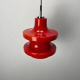 Large red glass pendant light by Peill and Putzler XL 1960