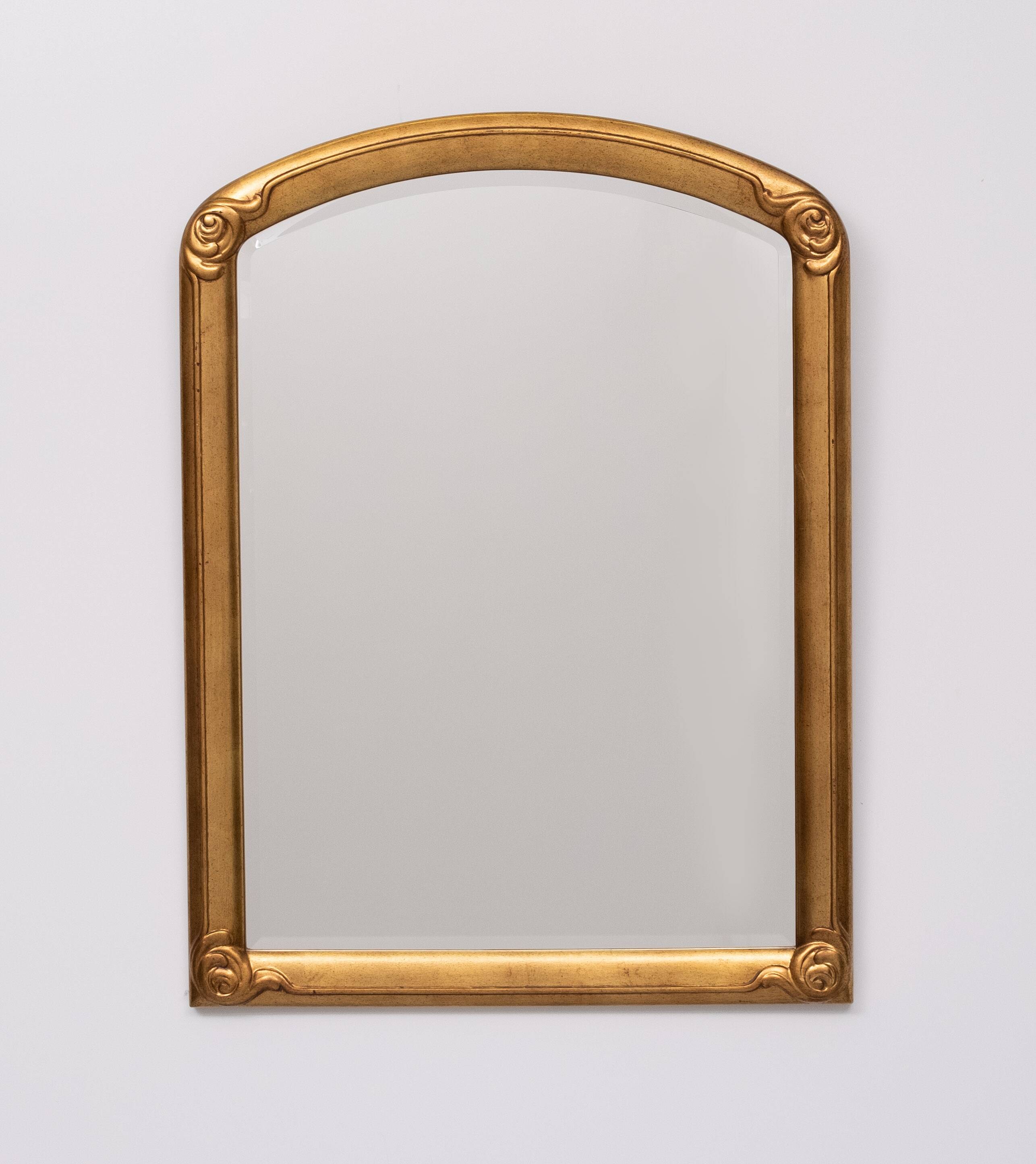 Deknudt Art Deco style Gold Wall Mirror Belgium 1970s