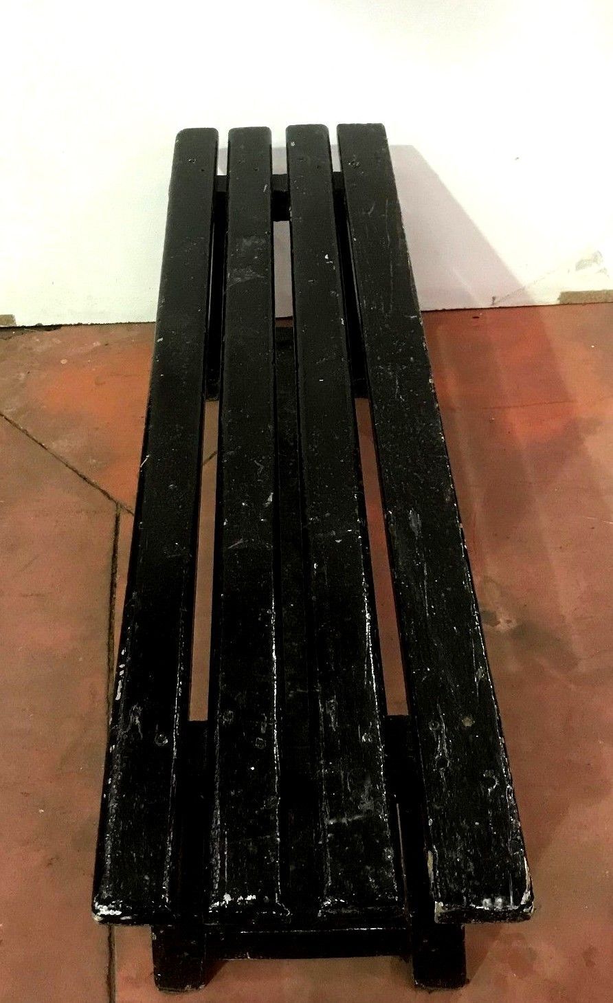 Patinated black minimalist bench