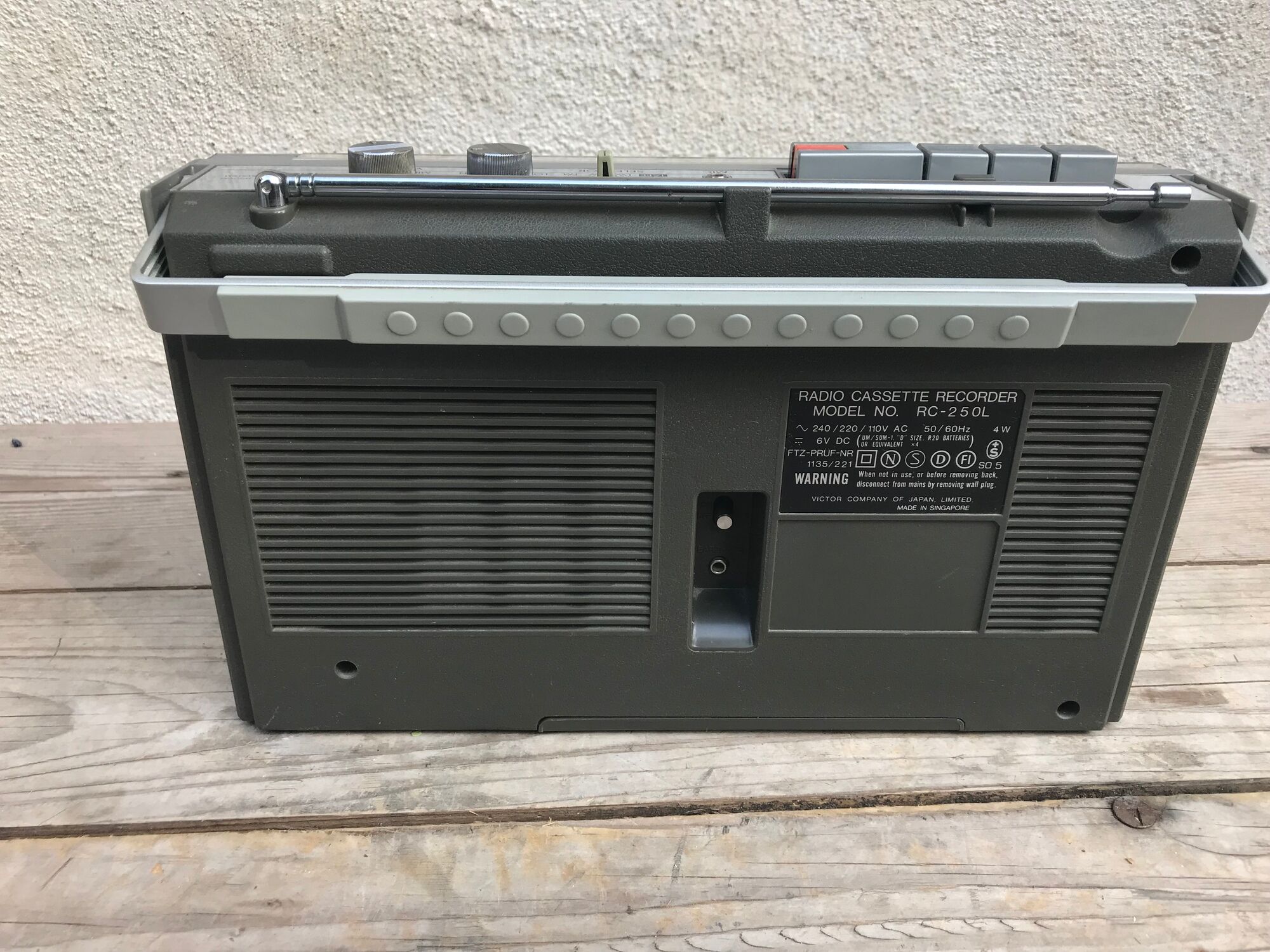 Old radio cassette recorder portable jvc rc - 250l