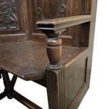 Vintage corner bench in wood in Henri II style