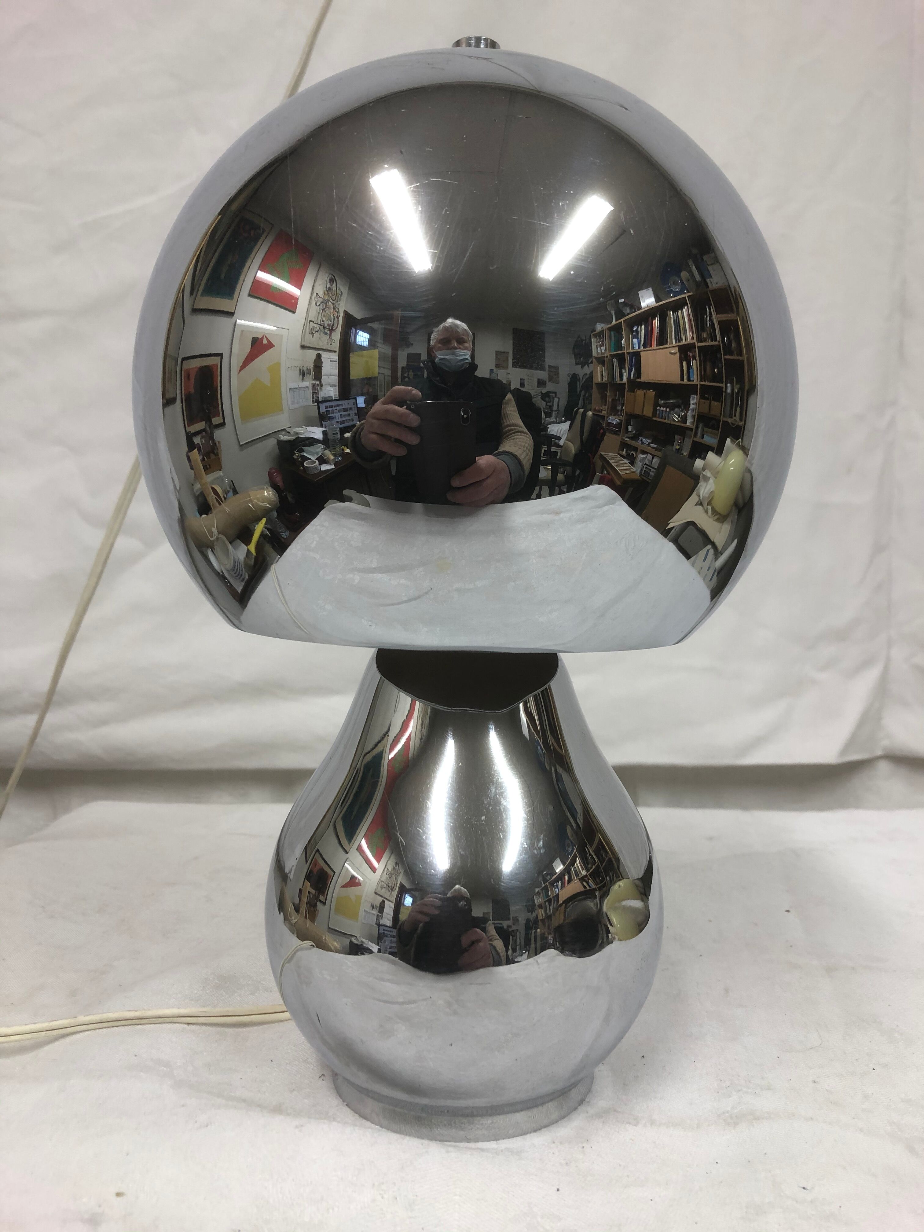 Chrome mushroom lamp 1970
