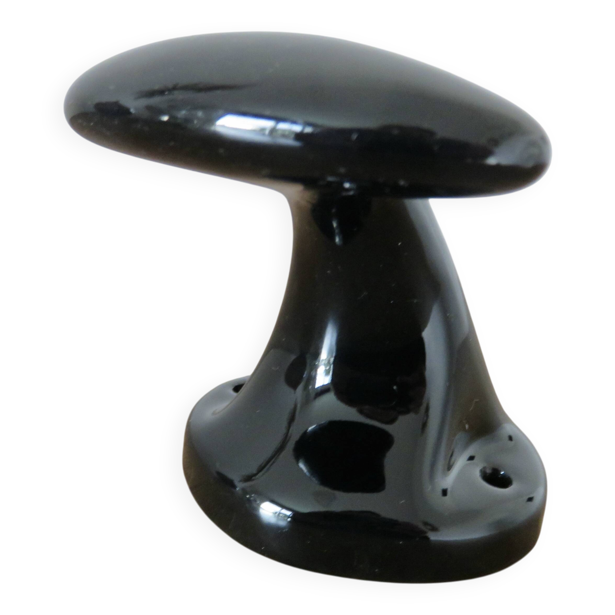 Ancienne patère, porte manteau, en porcelaine de Limoges noire, années 40