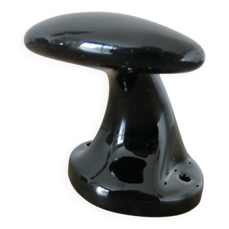 Antique coat rack/hook in black Limoges porcelain, 1940s