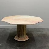 Fabulous Italian blush pink marble dining table, 1980s.