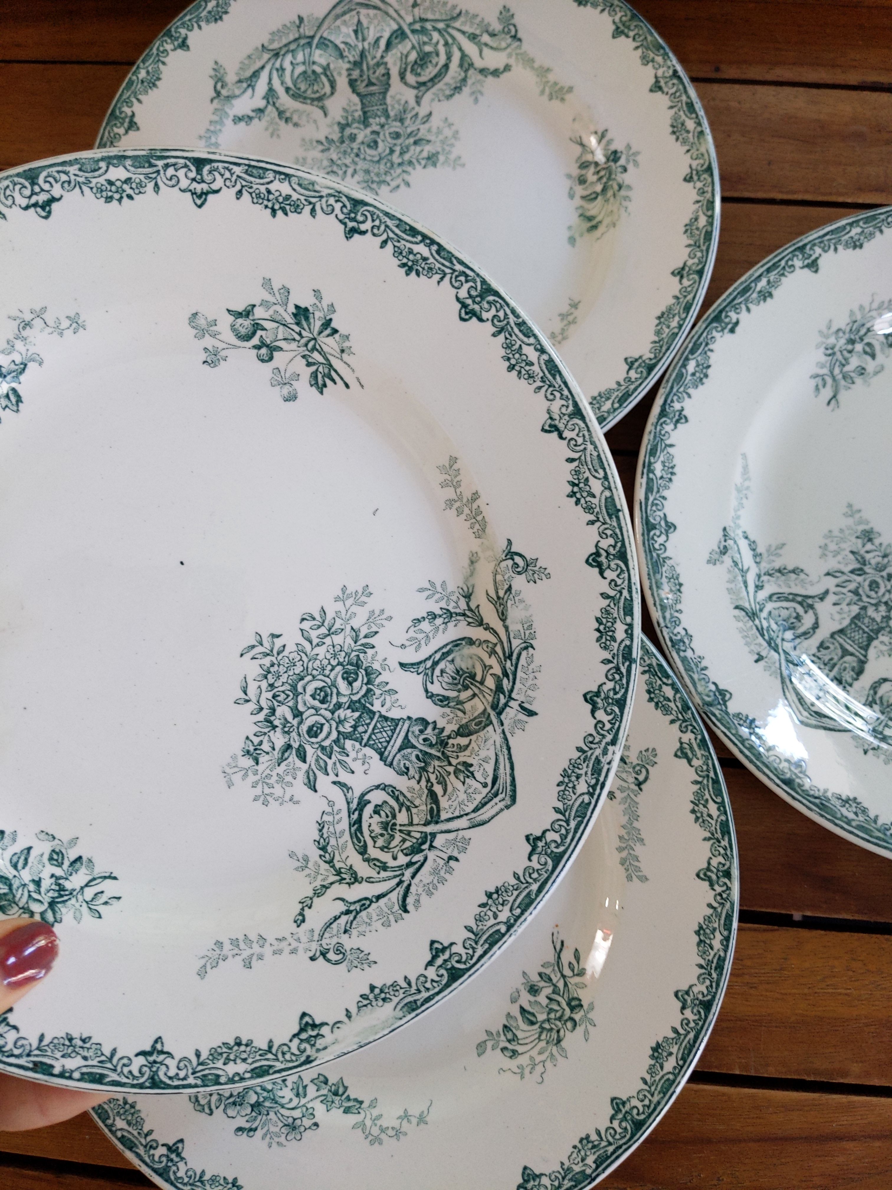 Vintage plates porcelain iron earth saint Amandinoise