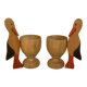 Paire de coquetiers cigognes en bois