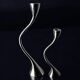 Pair of zigzag candlesticks, solid aluminium, Spain, 1980s