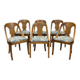 Set of 6 gondola chairs in blond mahogany - 20th century