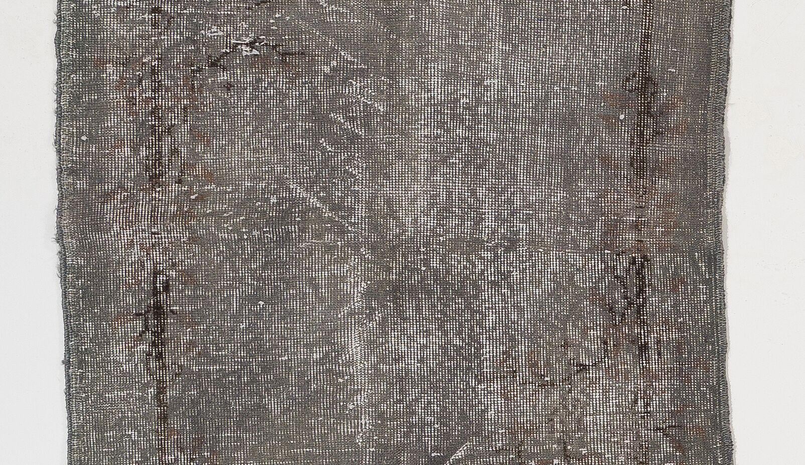 Vintage handmade turkish accent rug over-dyed in gray color