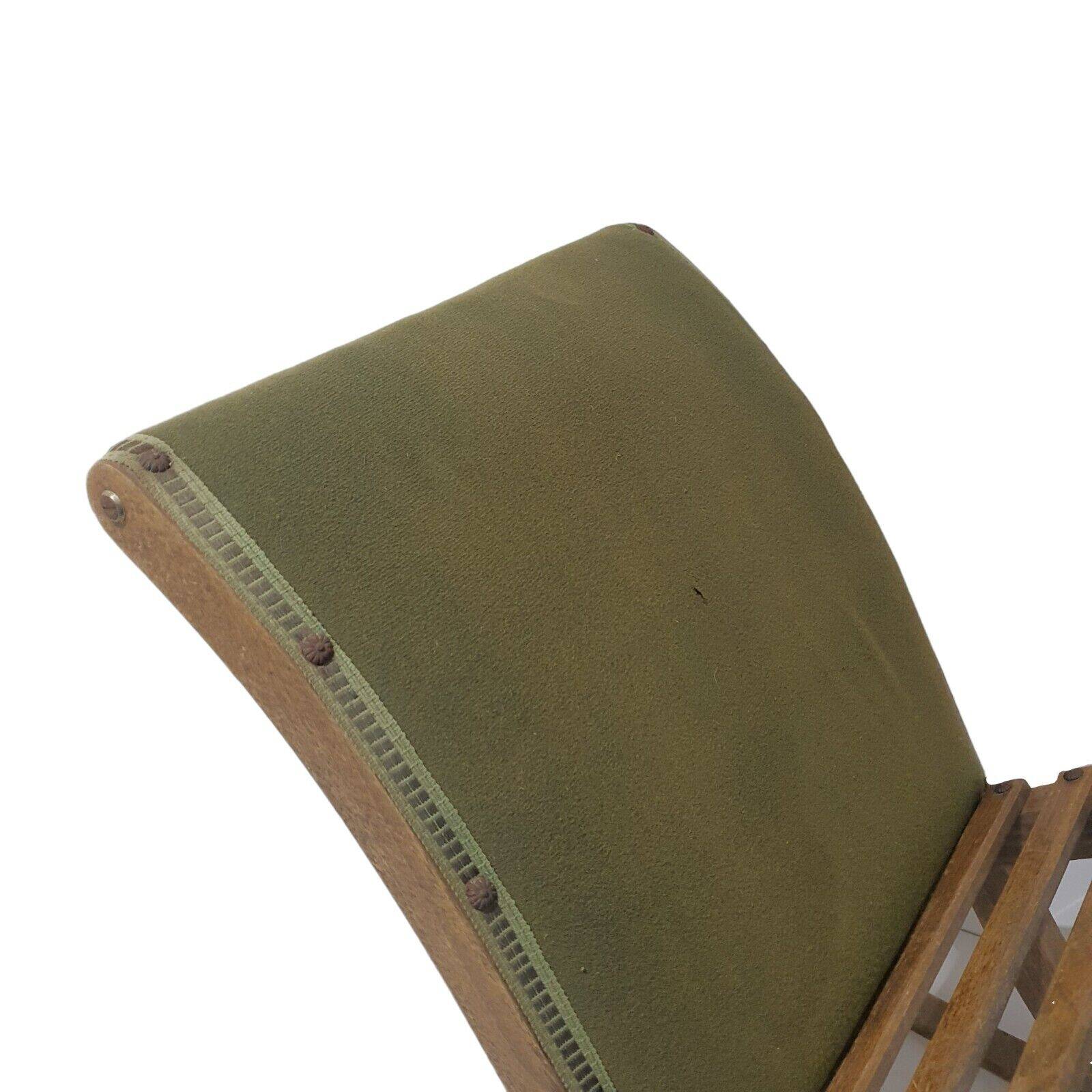 Ancien Repose Pied A Bascule Tissu Vert Et Bois Vintage Déco