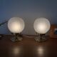 Pair of Art Deco glass globe table lamps with brass base.