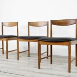 Set Of 4 Midcentury McIntosh Teak And Leatherette Chairs. Vintage Modern